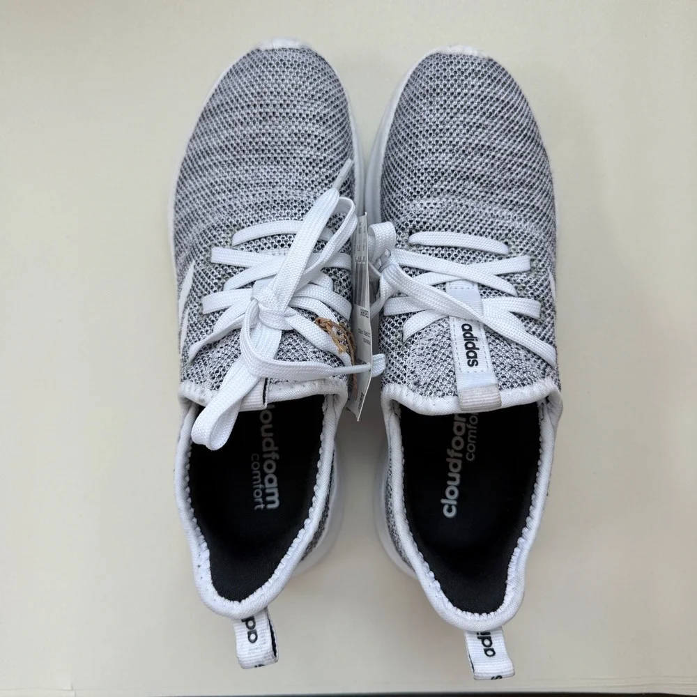 Adidas Cloudfoam Pure Womens 6 Grey White Running Shoes DB0695 Knit Sneakers